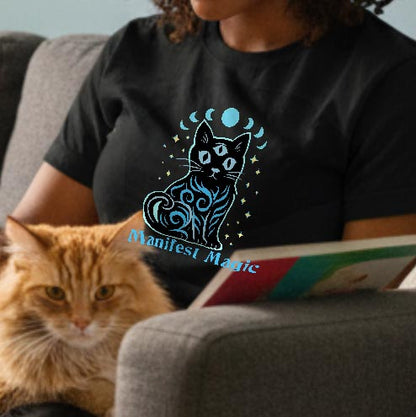 Manifest Magic Cat Tee | Comfortable Mystical Shirt