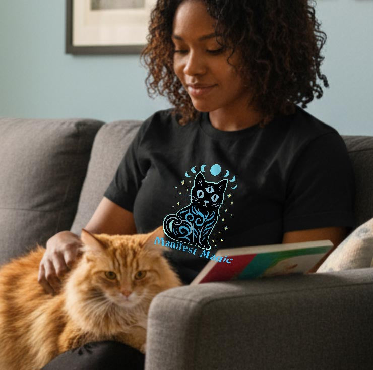 Manifest Magic Cat Tee | Comfortable Mystical Shirt