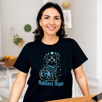 Manifest Magic Cat Tee | Comfortable Mystical Shirt