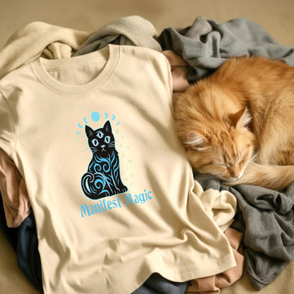 Manifest Magic Cat Tee | Comfortable Mystical Shirt