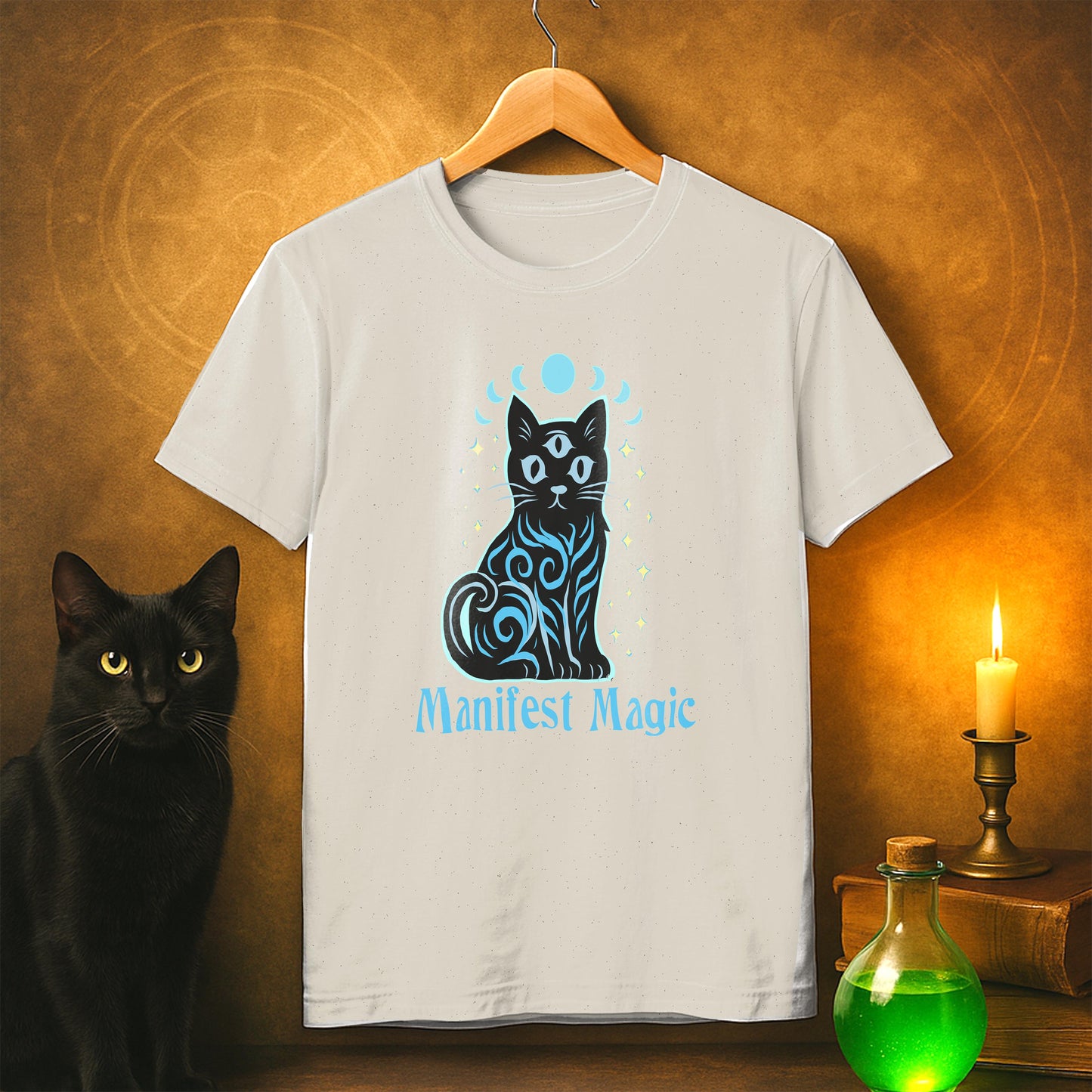 Manifest Magic Cat Tee | Comfortable Mystical Shirt