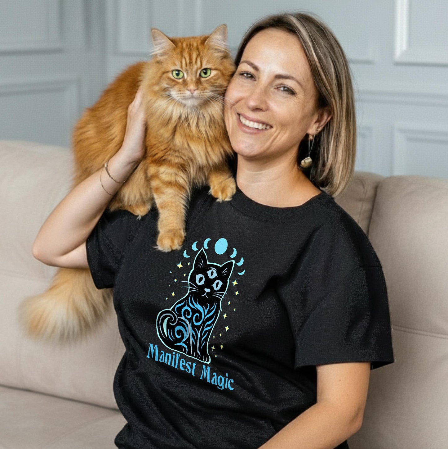 Manifest Magic Cat Tee | Comfortable Mystical Shirt