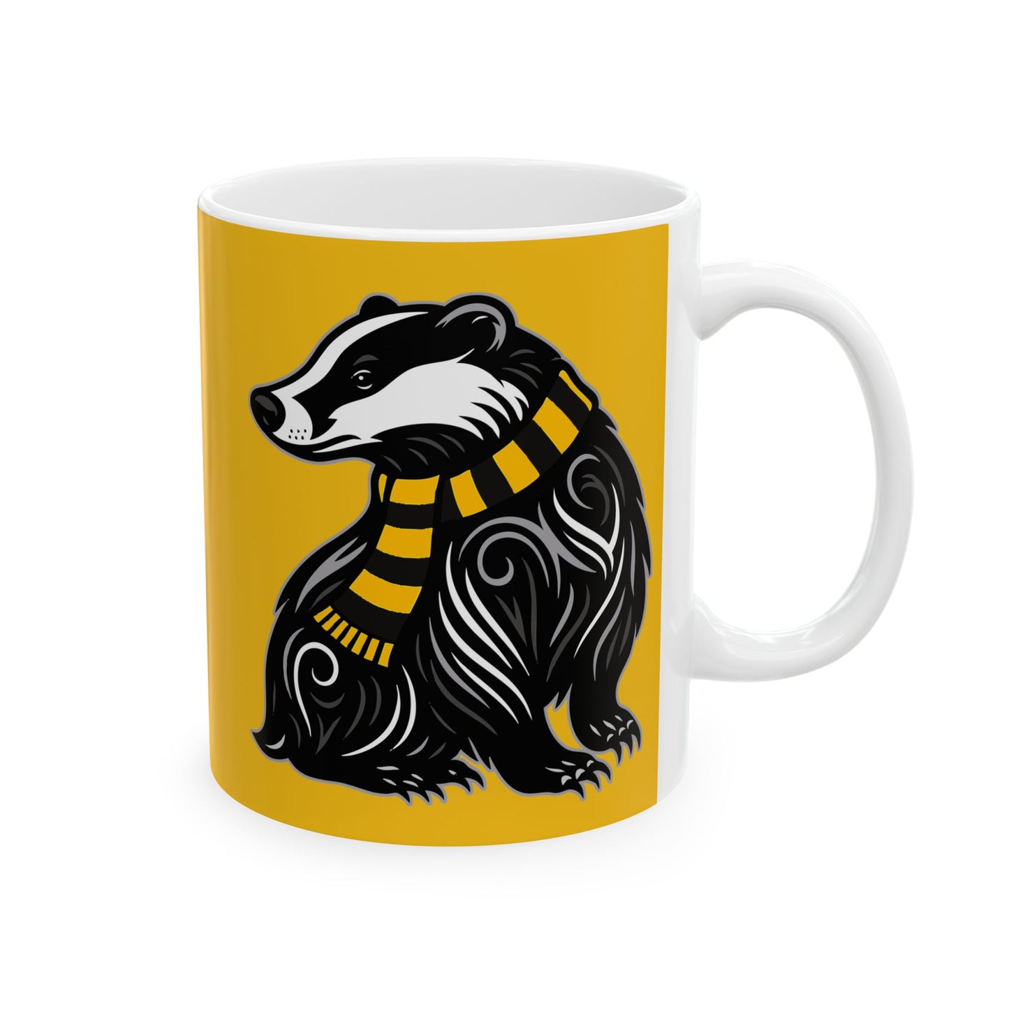 Huffle Badger House Mug - Yellow | Wizard Coffee Cup 11 or 15 oz