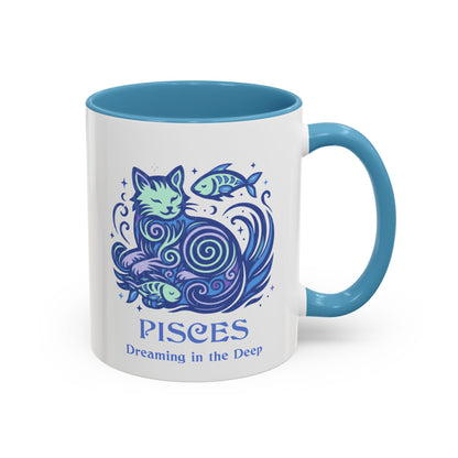 Pisces Zodiac Cat Mug - Color Pop| Astrological Sign Coffee Cup 11 or 15 oz