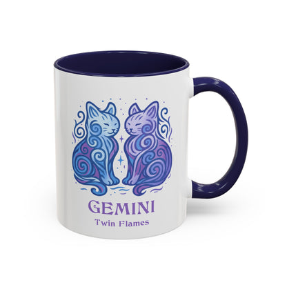 Gemini Zodiac Cat Mug - Color Pop | Astrological Sign Coffee Cup 11 or 15 oz