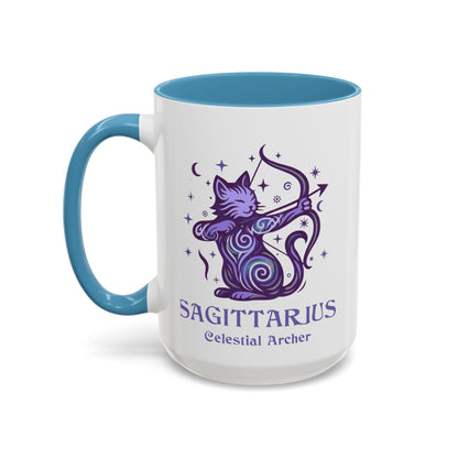 Sagittarius Zodiac Cat Mug - Color Pop | Astrology Coffee Mug 11 or 15 oz