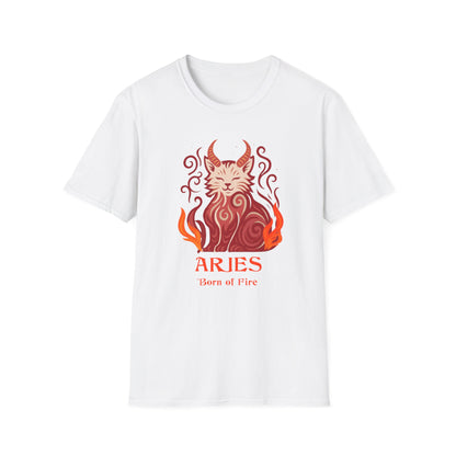 Aries Zodiac Cat T-Shirt — Aries Astrological Sign with Cat Graphic