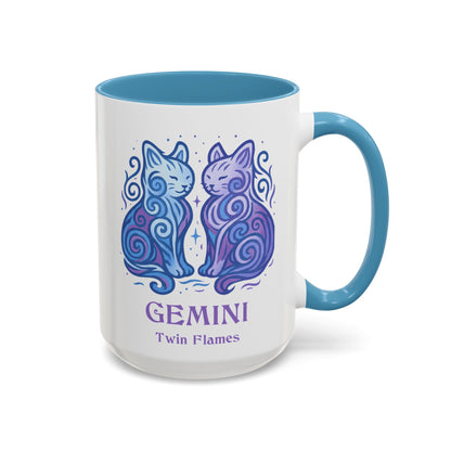Gemini Zodiac Cat Mug - Color Pop | Astrological Sign Coffee Cup 11 or 15 oz