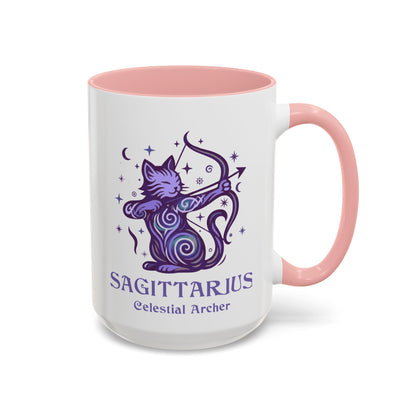 Sagittarius Zodiac Cat Mug - Color Pop | Astrology Coffee Mug 11 or 15 oz