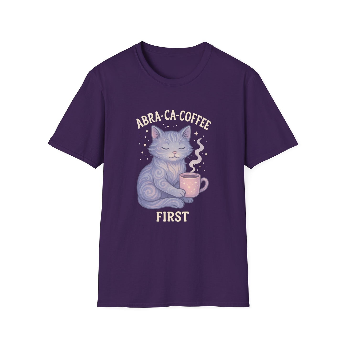 Abra-ca-coffee First T-Shirt | Cute Cat Tee, Pet Lover Gift, Animal Lover Shirt, Coffee Lover Gift
