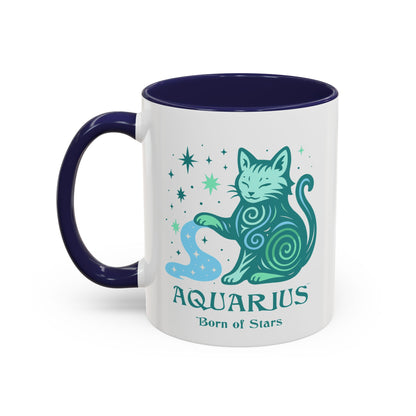 Aquarius Zodiac Cat Mug - Color Pop | Astrological Sign Coffee Cup 11 or 15 oz