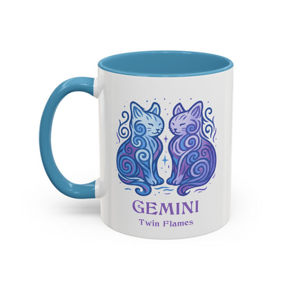 Gemini Zodiac Cat Mug - Color Pop | Astrological Sign Coffee Cup 11 or 15 oz