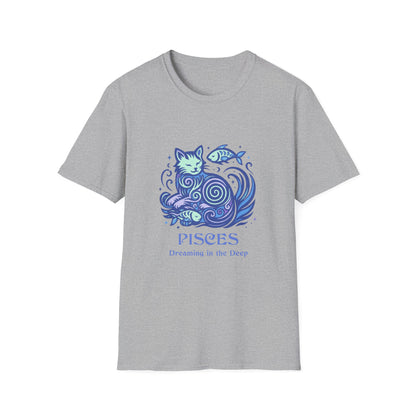 Pisces Zodiac Cat T-Shirt — Pisces Astrological Sign with Cat Graphic
