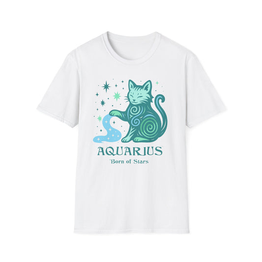 Aquarius Zodiac Cat T-Shirt — Aquarius Astrological Sign with Cat Graphic
