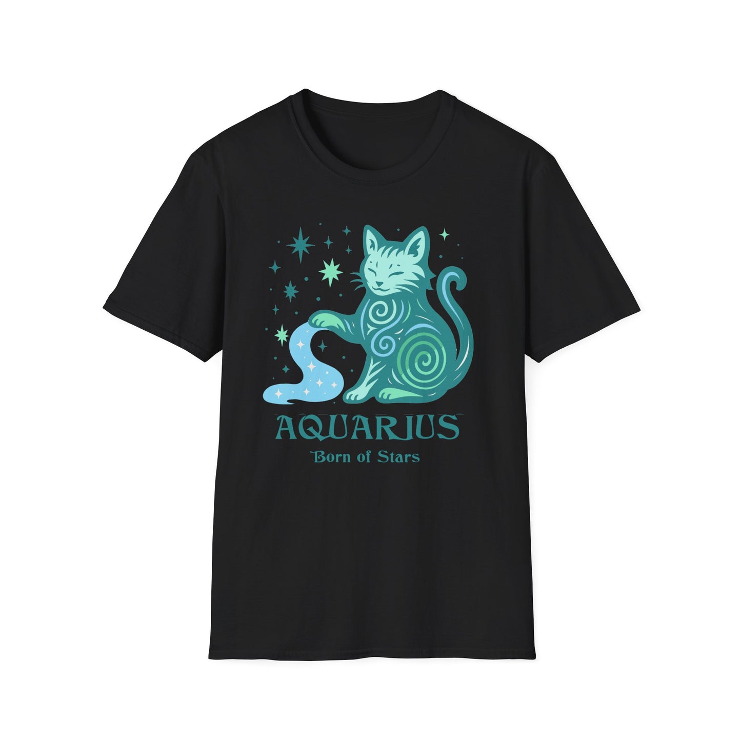 Aquarius Zodiac Cat T-Shirt — Aquarius Astrological Sign with Cat Graphic