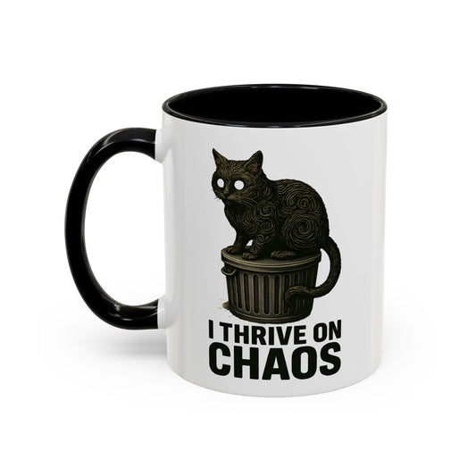 I Thrive on Chaos Cat Mug - Color Pop | Alternative Coffee Cup 11 and 15 oz