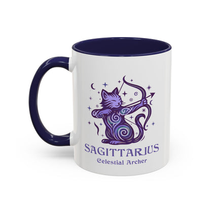 Sagittarius Zodiac Cat Mug - Color Pop | Astrology Coffee Mug 11 or 15 oz