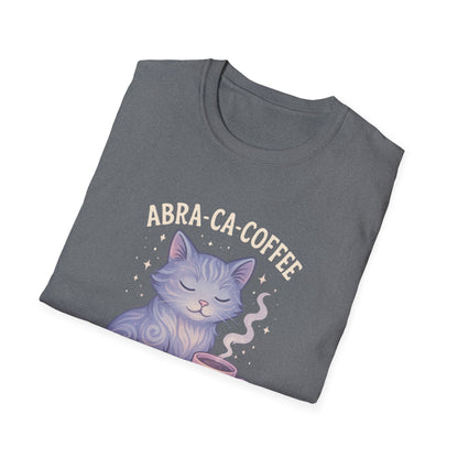 Abra-ca-coffee First T-Shirt | Cute Cat Tee, Pet Lover Gift, Animal Lover Shirt, Coffee Lover Gift