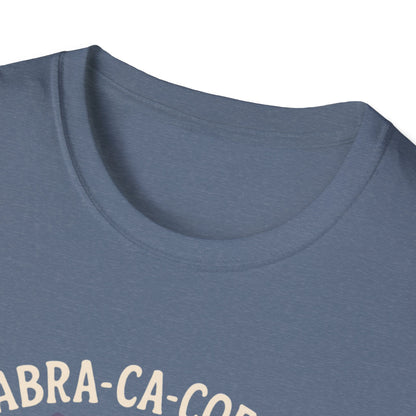 Abra-ca-coffee First T-Shirt | Cute Cat Tee, Pet Lover Gift, Animal Lover Shirt, Coffee Lover Gift