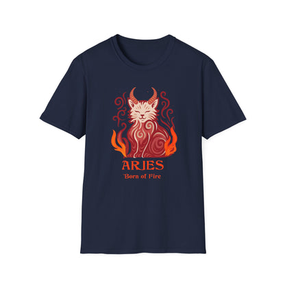 Aries Zodiac Cat T-Shirt — Aries Astrological Sign with Cat Graphic