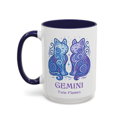 Gemini Zodiac Cat Mug - Color Pop | Astrological Sign Coffee Cup 11 or 15 oz