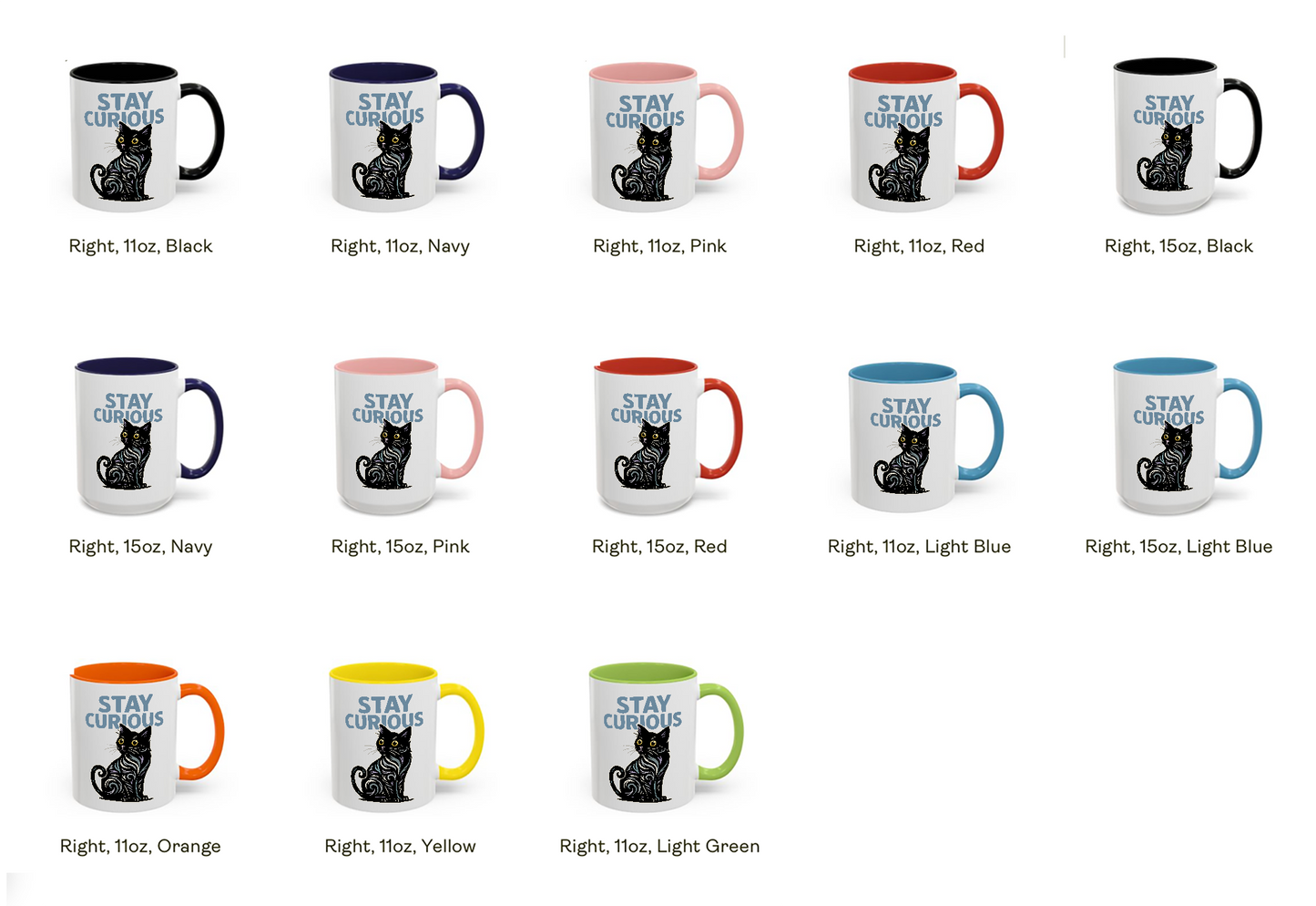 Stay Curious Cat Mug - Color Pop | 11 and 15 oz