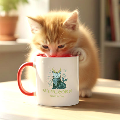 Capricorn Zodiac Cat Mug - Color Pop | Astrological Sign Coffee Cup 11 or 15 oz