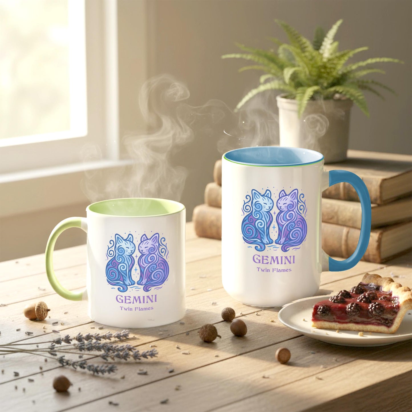 Gemini Zodiac Cat Mug - Color Pop | Astrological Sign Coffee Cup 11 or 15 oz