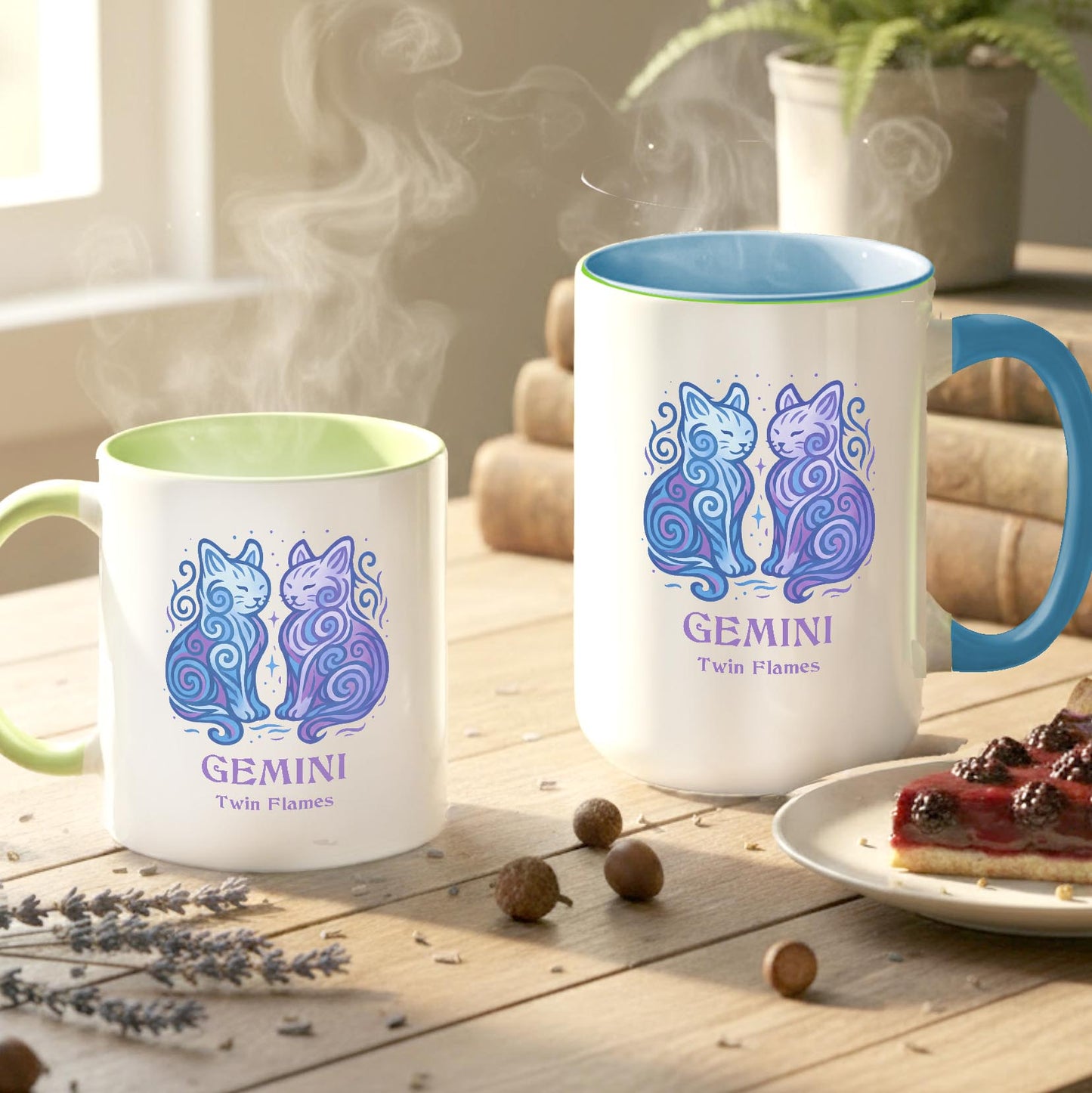 Gemini Zodiac Cat Mug - Color Pop | Astrological Sign Coffee Cup 11 or 15 oz