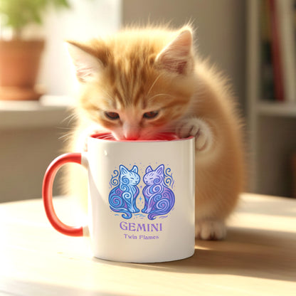 Gemini Zodiac Cat Mug - Color Pop | Astrological Sign Coffee Cup 11 or 15 oz