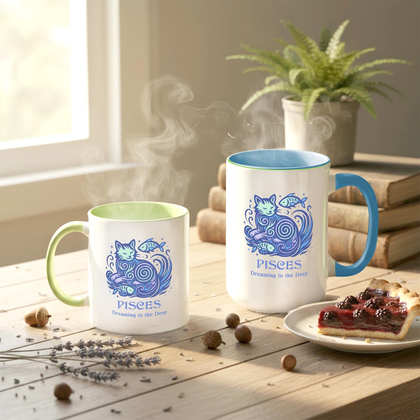 Pisces Zodiac Cat Mug - Color Pop| Astrological Sign Coffee Cup 11 or 15 oz