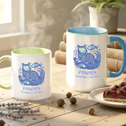 Pisces Zodiac Cat Mug - Color Pop| Astrological Sign Coffee Cup 11 or 15 oz
