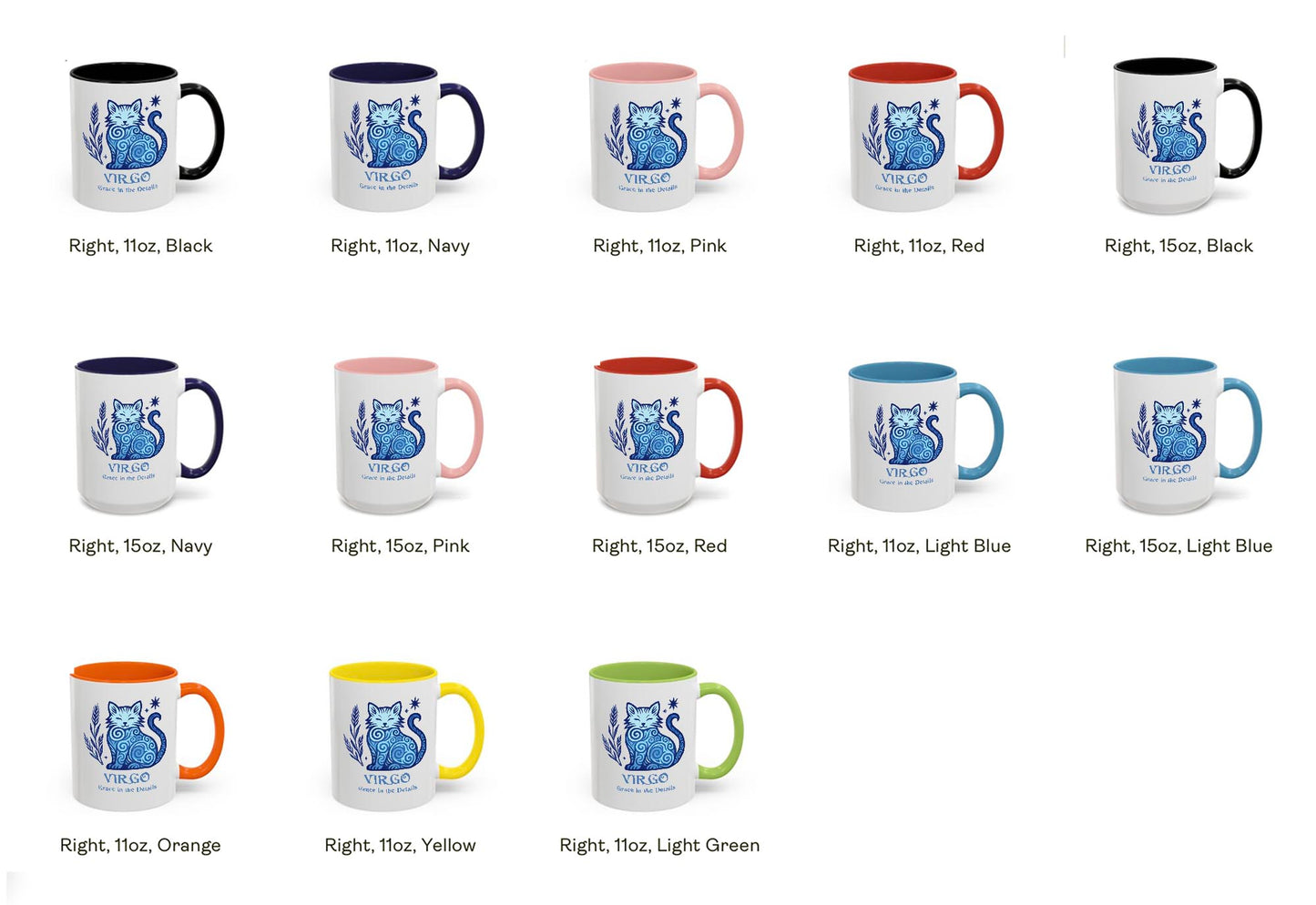 Virgo Zodiac Cat Mug - Color Pop | Astrological Sign Coffee Mug 11 or 15 oz