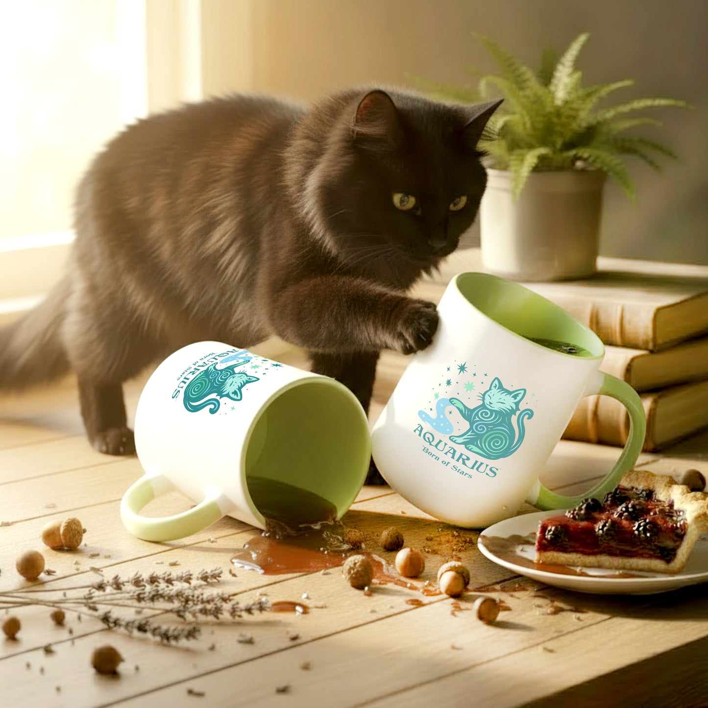 Aquarius Zodiac Cat Mug - Color Pop | Astrological Sign Coffee Cup 11 or 15 oz