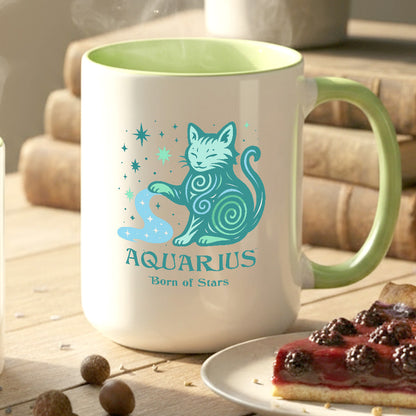 Aquarius Zodiac Cat Mug - Color Pop | Astrological Sign Coffee Cup 11 or 15 oz