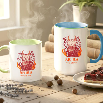 Aries Zodiac Cat Mug - Color Pop | Astrological Sign Coffee Cup 11 or 15 oz