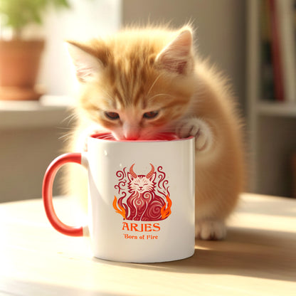 Aries Zodiac Cat Mug - Color Pop | Astrological Sign Coffee Cup 11 or 15 oz