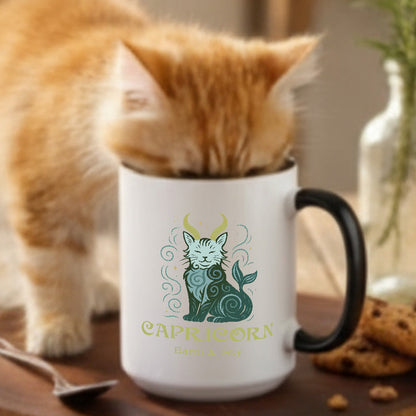 Capricorn Zodiac Cat Mug - Color Pop | Astrological Sign Coffee Cup 11 or 15 oz