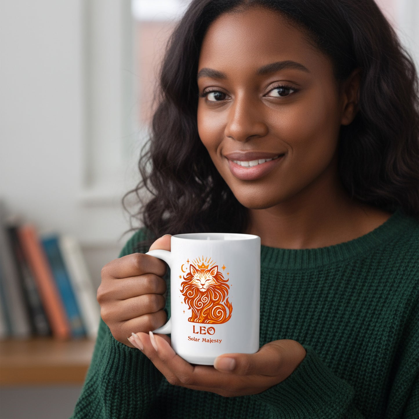 Leo Zodiac Cat Mug - White | Astrological Sign Coffee Cup 11 or 15 oz