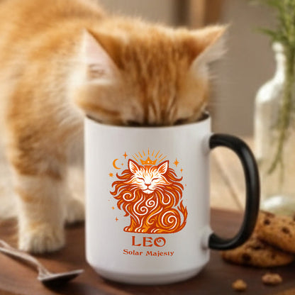 Leo Zodiac Cat Mug - Color Pop | Astrological Sign Coffee Cup 11 or 15 oz