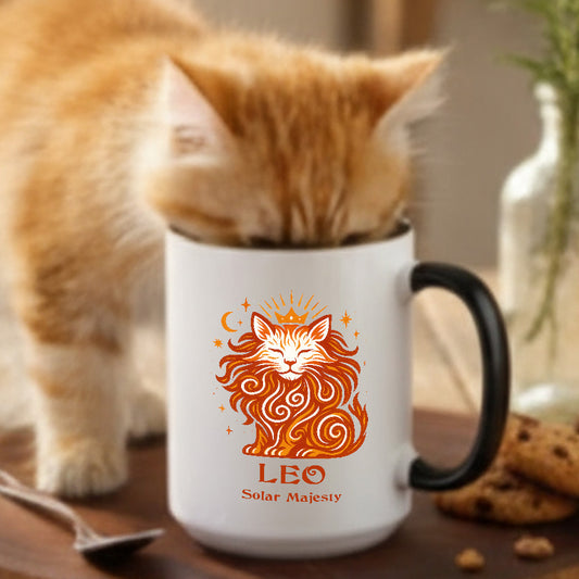 Leo Zodiac Cat Mug— Leo Astrological Sign with Cat Graphic
