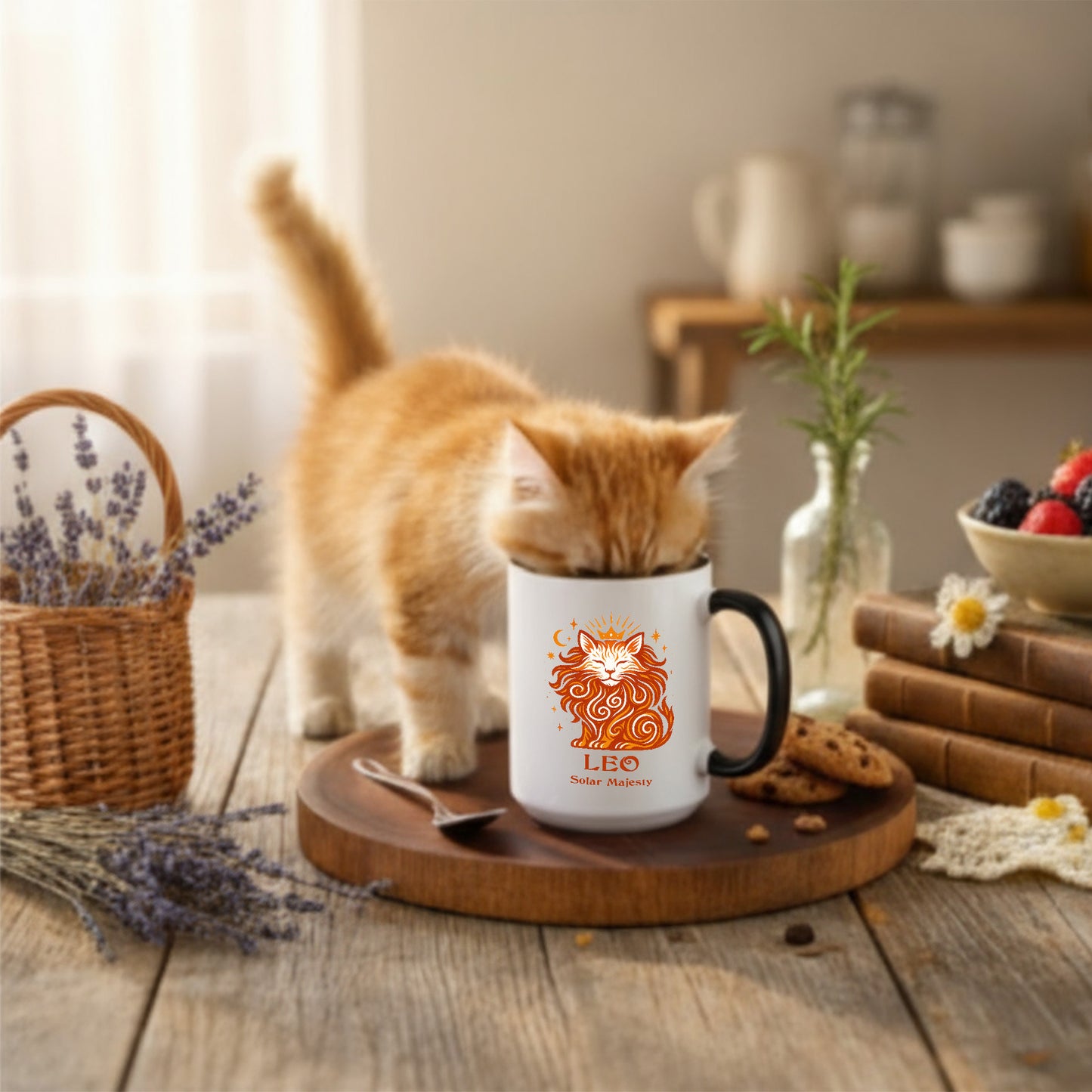 Leo Zodiac Cat Mug - Color Pop | Astrological Sign Coffee Cup 11 or 15 oz