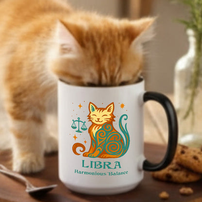 Libra Zodiac Cat Mug - Color Pop | Astrological Sign Coffee Cup 11 or 15 oz