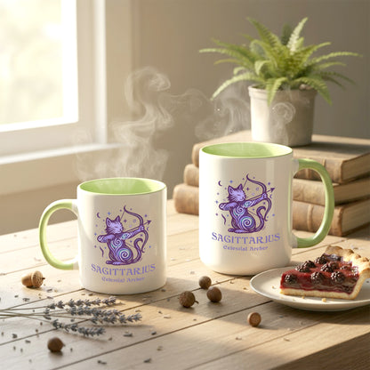 Sagittarius Zodiac Cat Mug - Color Pop | Astrology Coffee Mug 11 or 15 oz