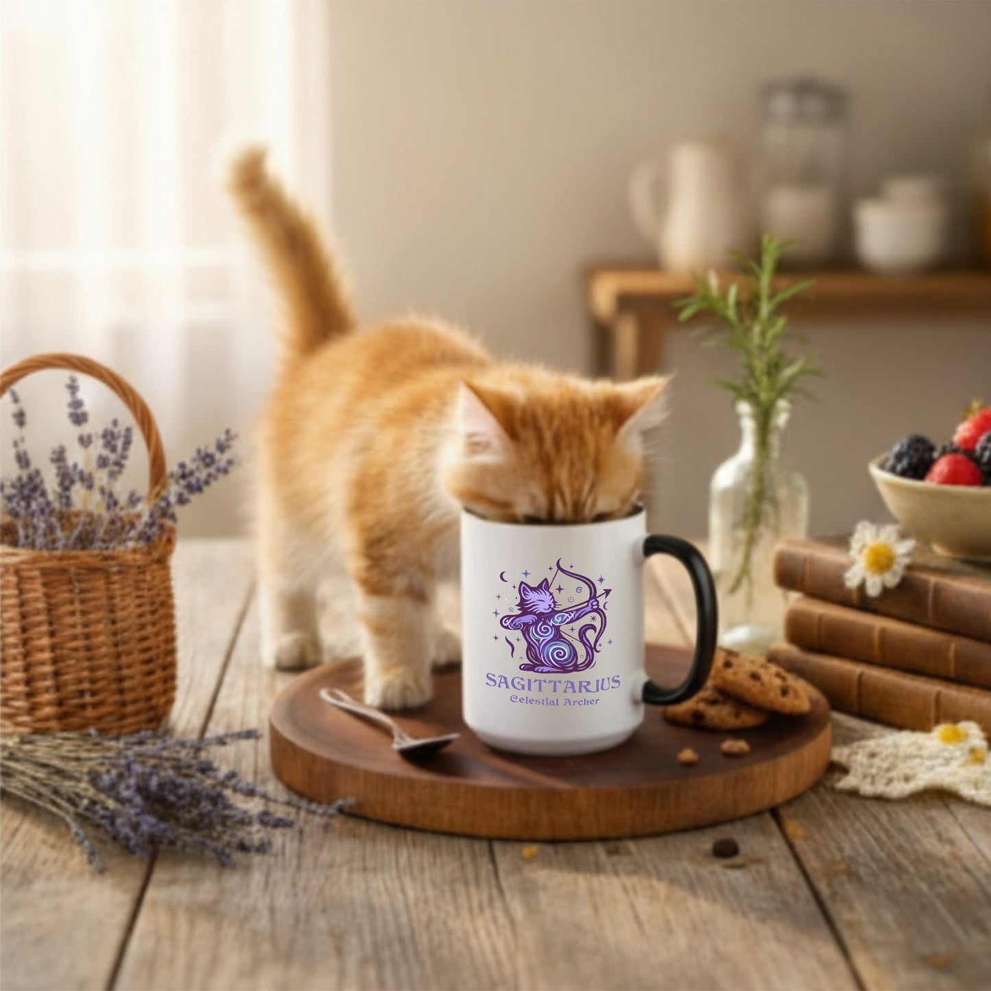 Sagittarius Zodiac Cat Mug - Color Pop | Astrology Coffee Mug 11 or 15 oz