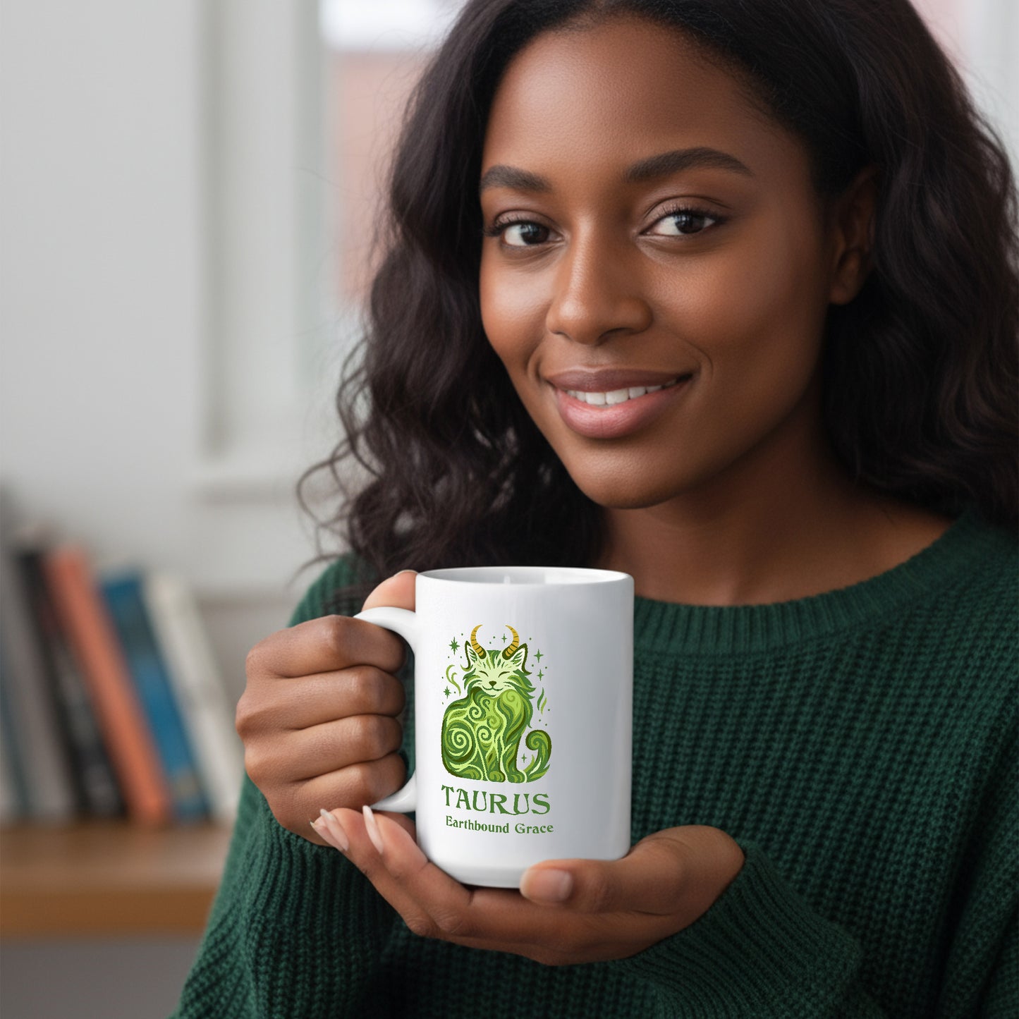 Taurus Zodiac Cat Mug - White | Astrological Sign Coffee Cup  11 oz + 15 oz
