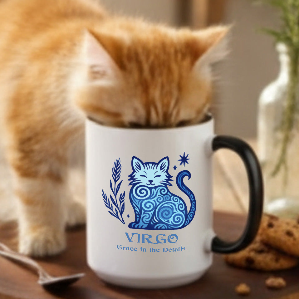 Virgo Zodiac Cat Mug - Color Pop | Astrological Sign Coffee Mug 11 or 15 oz